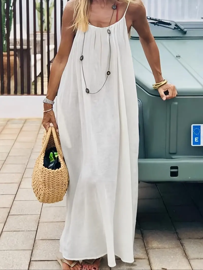 🔥Last Day 95% OFF🔥Women's Solid Color Cami Lounge Dress
