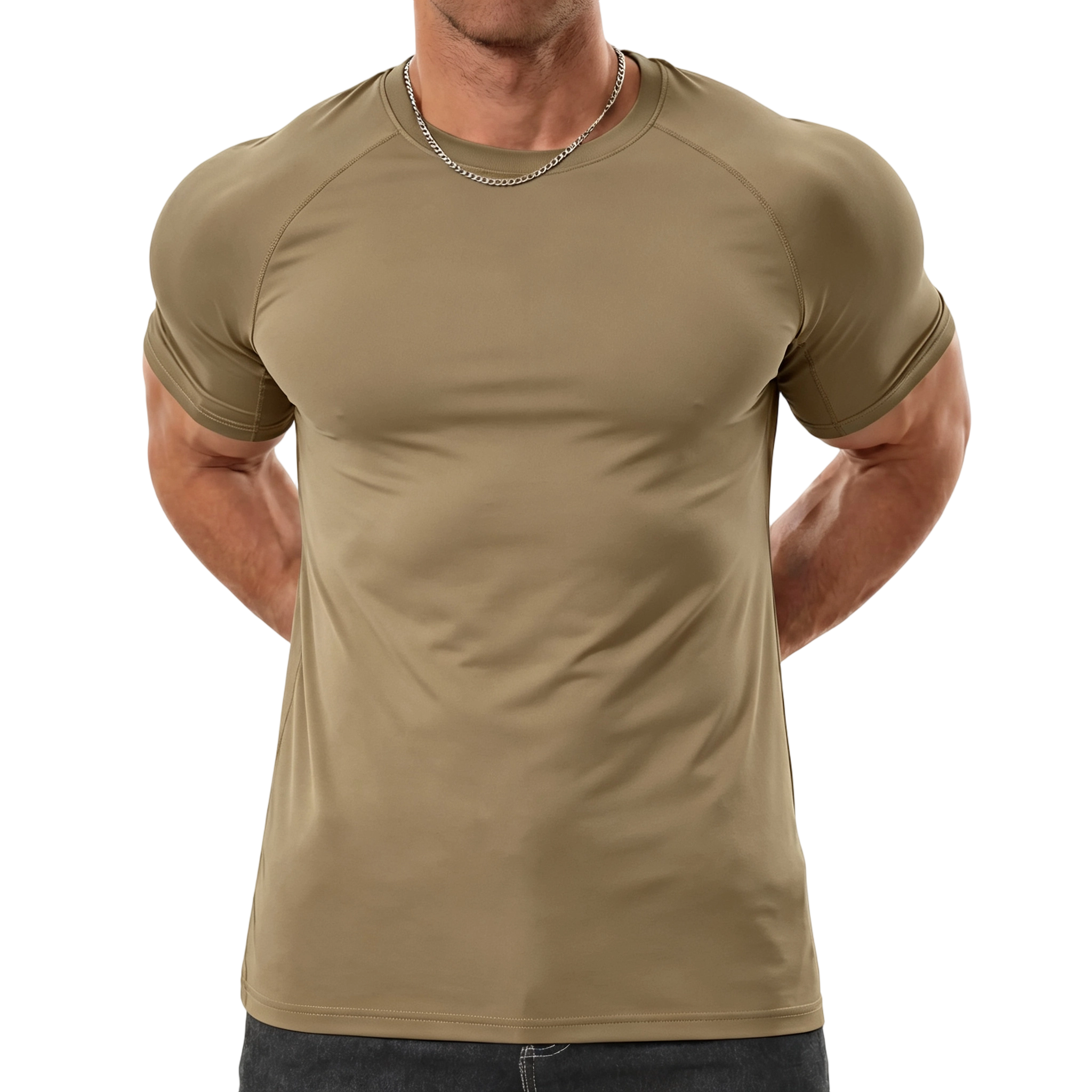 Men's Raglan Sleeve Tee, Athletic Tapered Fit, Arm-Enhancing Sleeves, Menswear Wrinkle-Resistant Stretch Fabric Gym Workout T-Shirt Fitness Running Tops