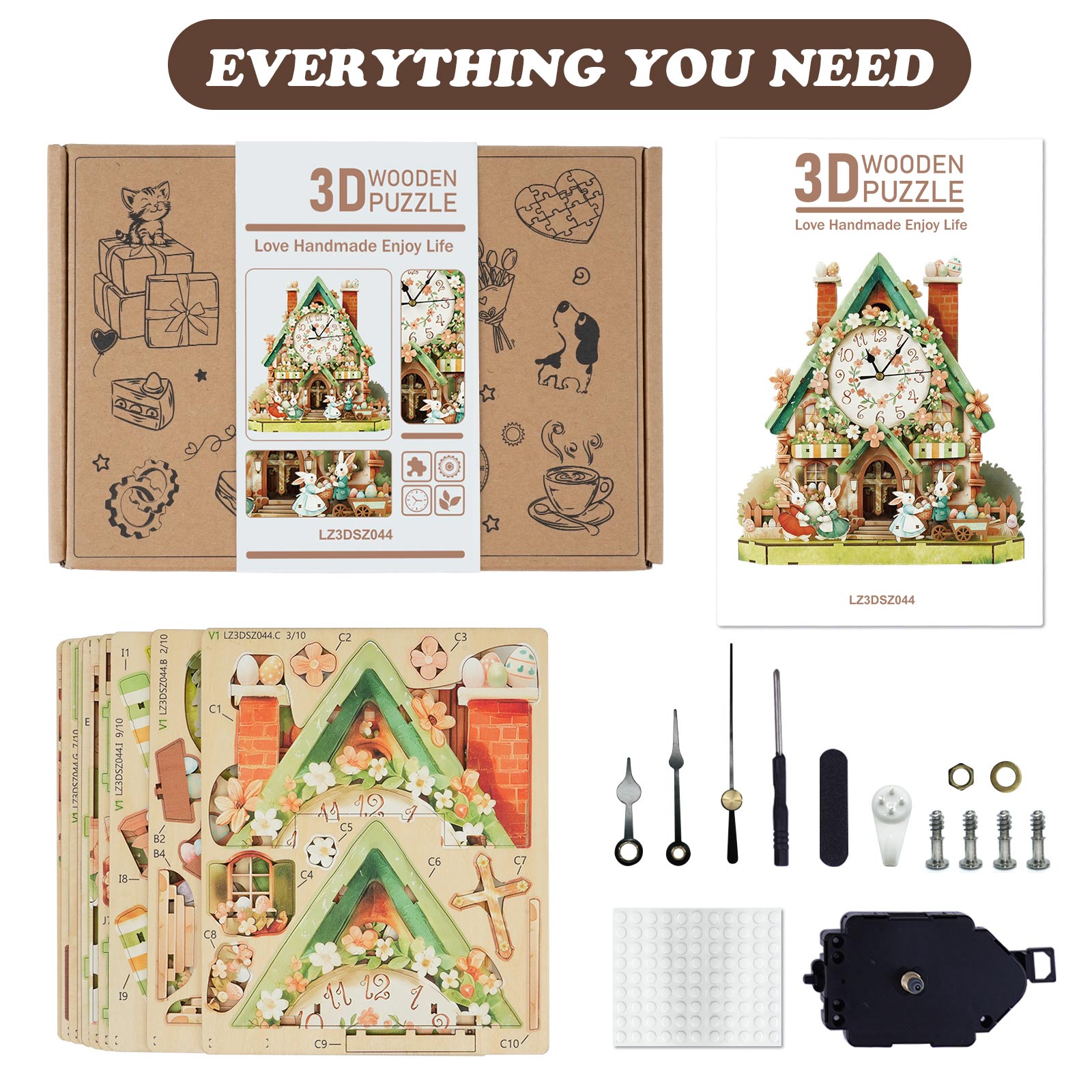 Easter Egg HutDIY Wooden Clock, 3D Puzzle Craft Kit