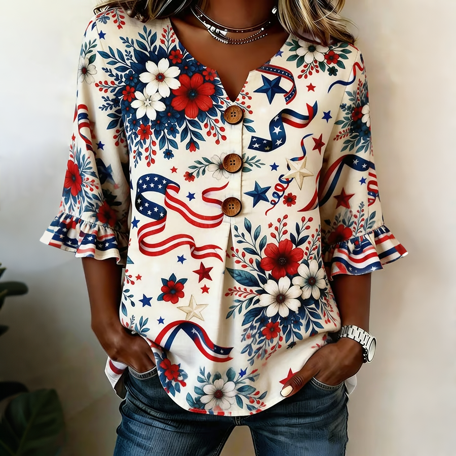 Women's Floral Half Sleeved Casual Shirt