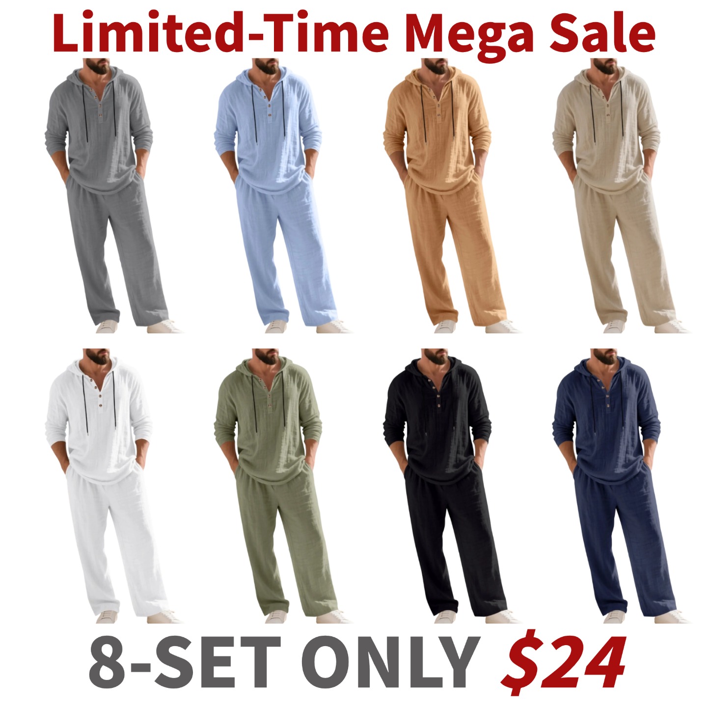 Men's Trendy Linen Hooded Two-Piece Set