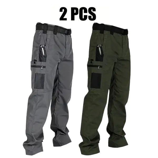 Men's Solid Color Tactical Work Pants,230g/m² new fabric，with Multiple Pockets and Zipper Closures