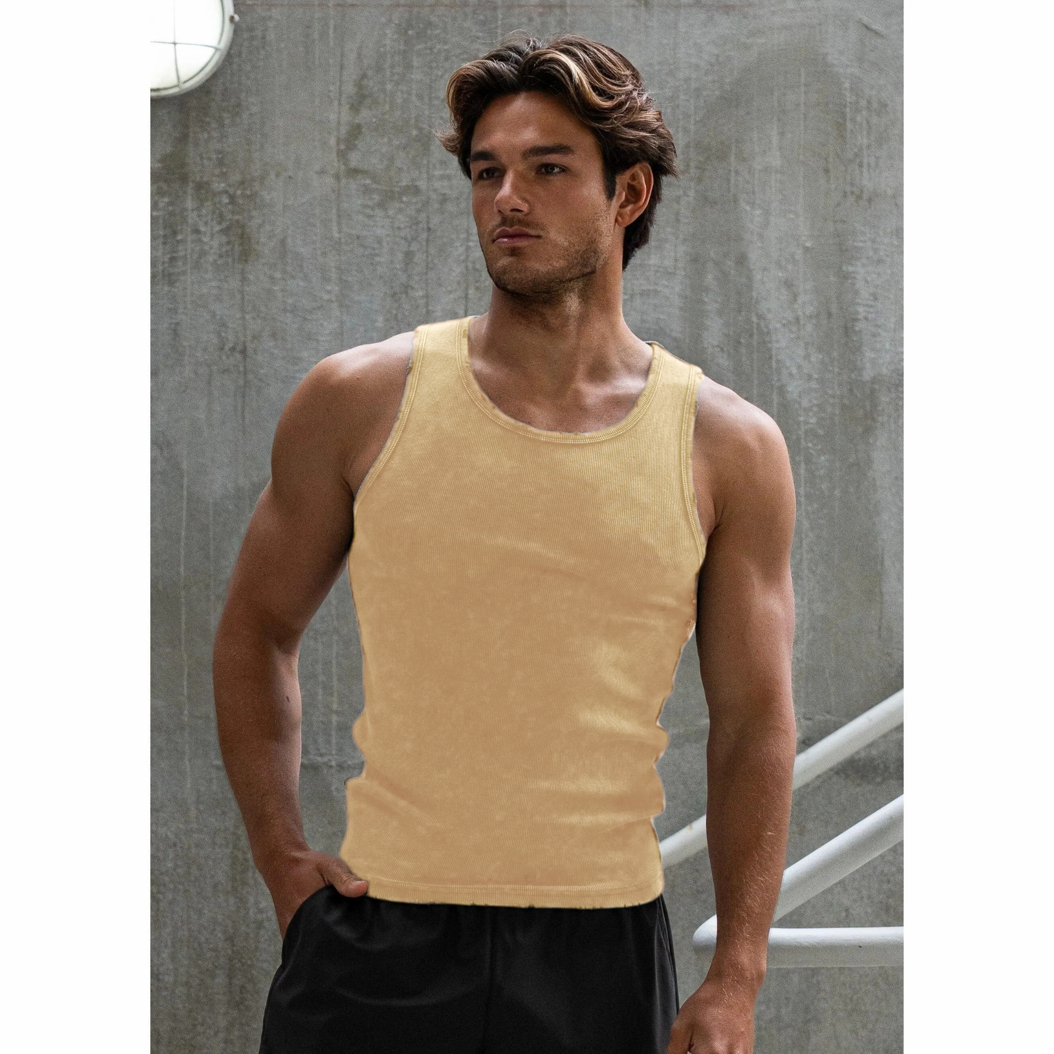 Men’s Ultra-Soft Distressed Fitted Tank