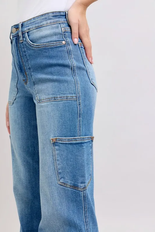 Blue Full Size High Waist 90's Straight Jeans Plus Size