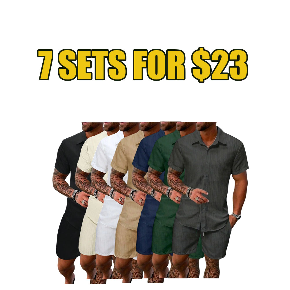 Coastal Breeze Textured Shirt & Shorts Set