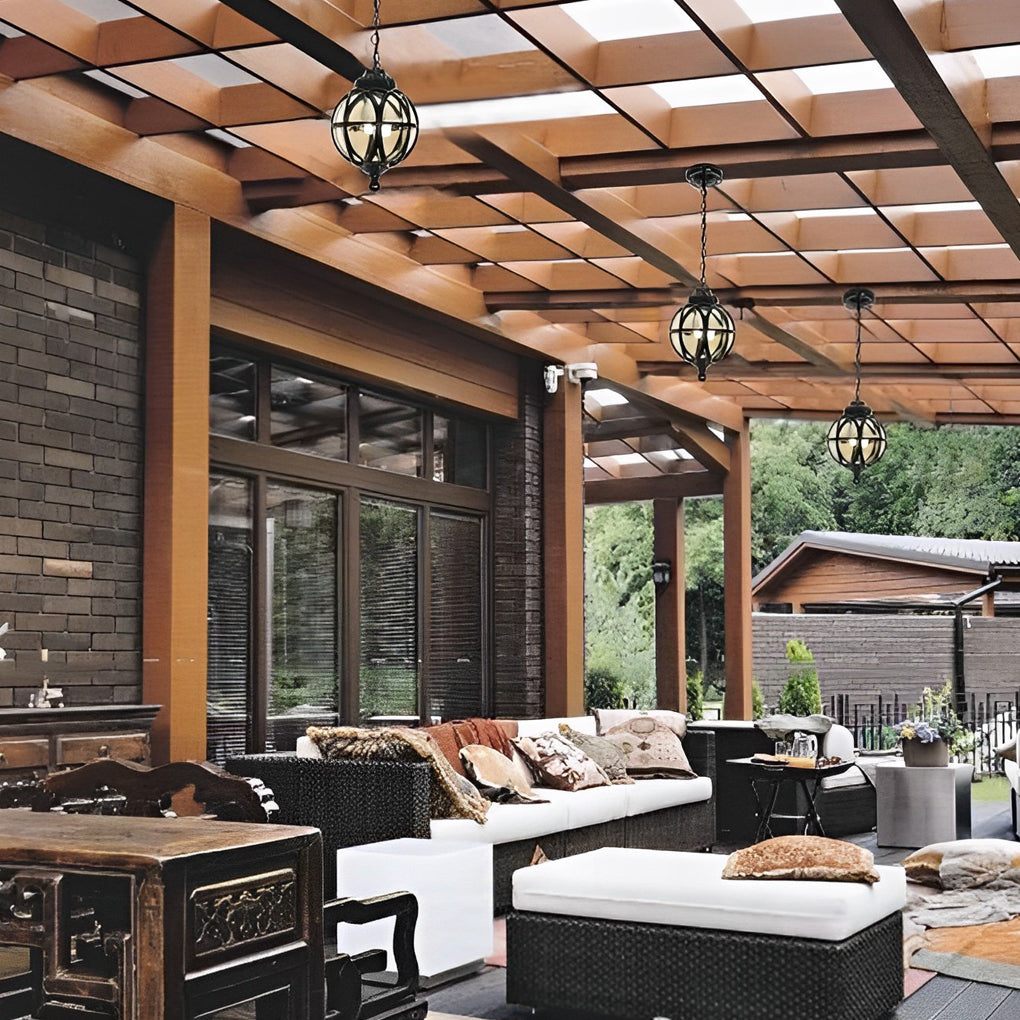 Waterproof Aluminum Glass Ball European-style Outdoor Chandelier Light