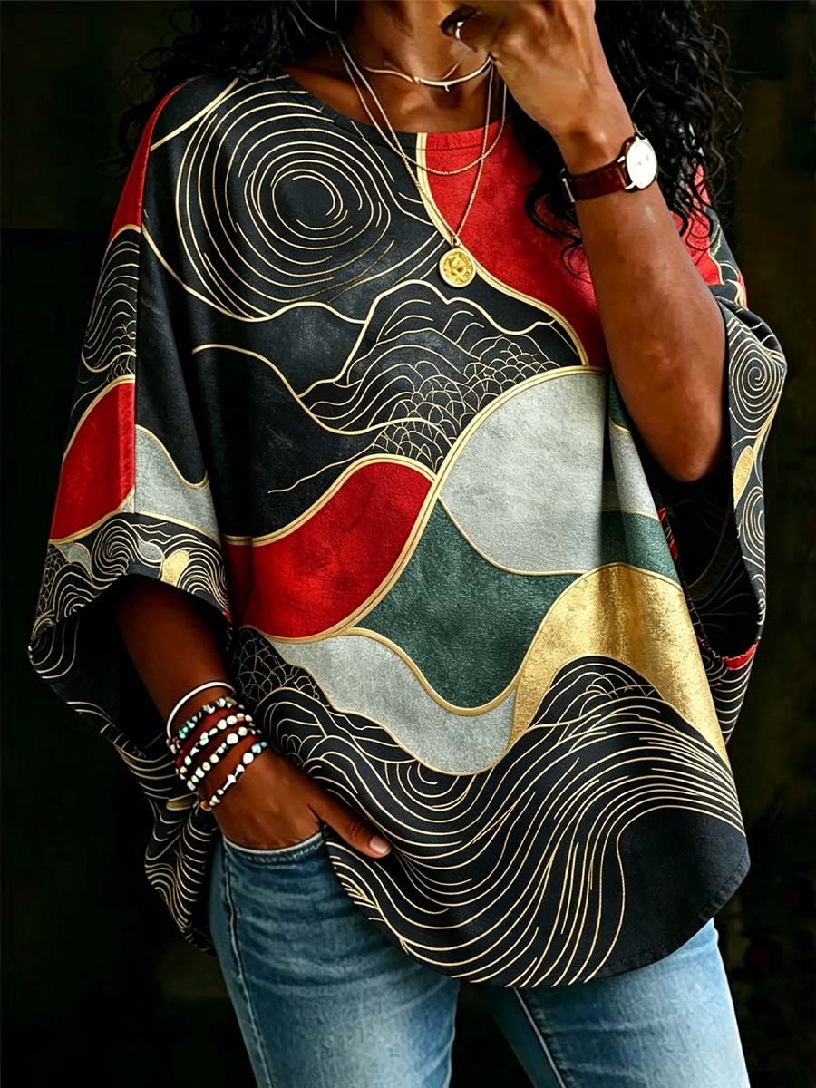 African Women's Abstract Landscape Art Print T-Shirt