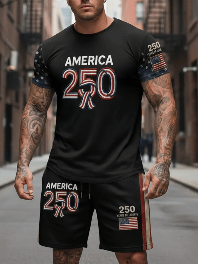 Men's 250th Anniversary National Flag Print Casual Shorts