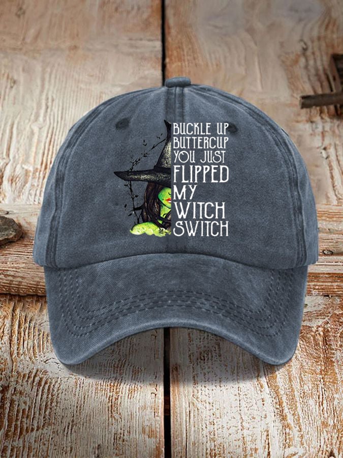 Unisex Halloween Buckle Up Buttercup You Just Flipped My Witch Switch Print Hat