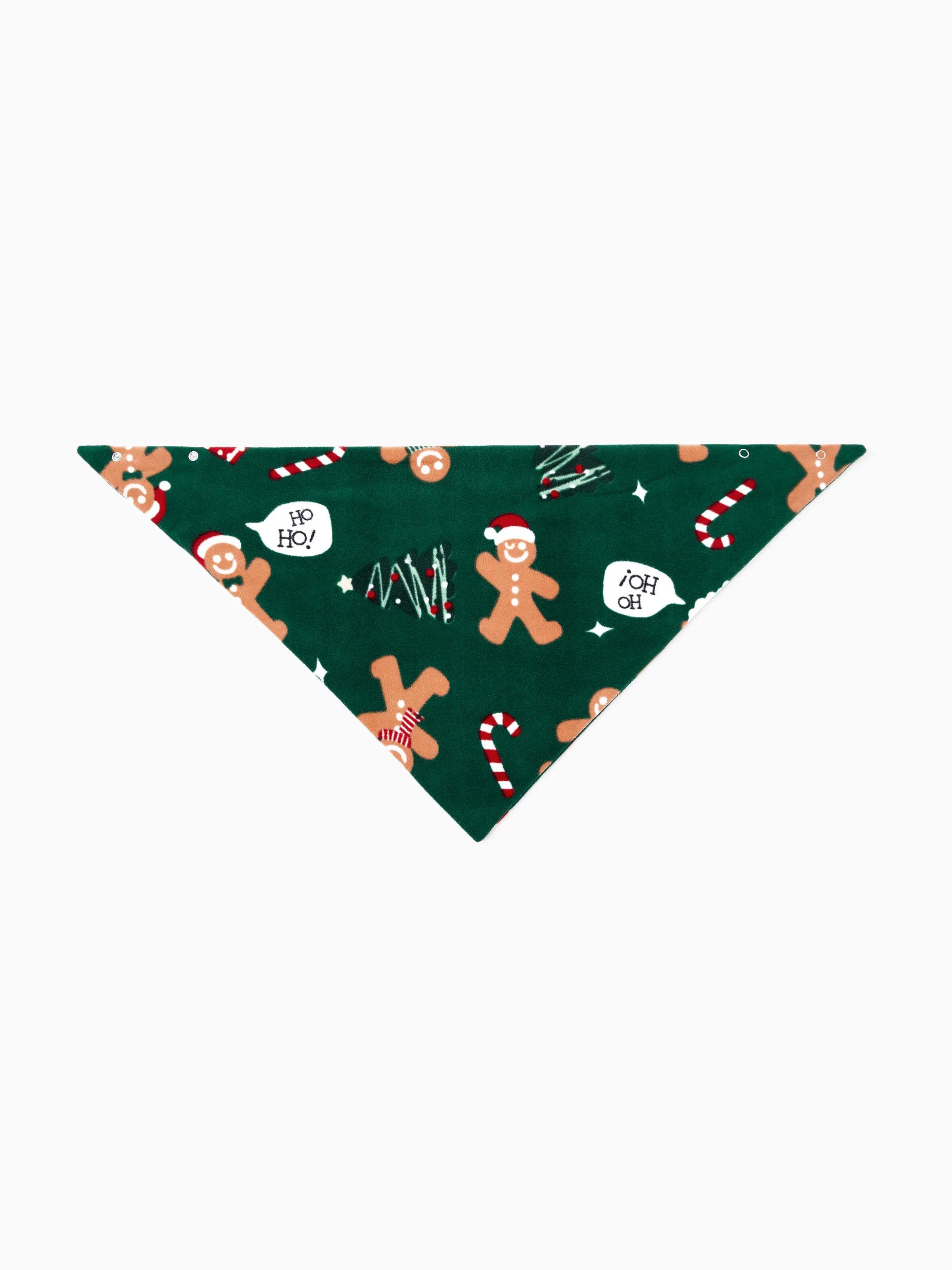 Christmas Pajamas Family Matching Fleece Gingerbread Man Long Sleeves Pajamas Sets with Christmas Socks Dark Green