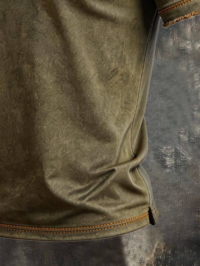 Men's Vintage 100% Cotton Washed, Ribbed, Faded T-Shirt