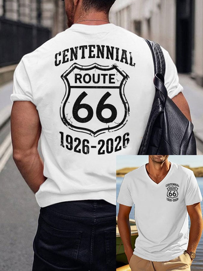 Men's 66 100th Anniversary Print Round Neck T-shirt