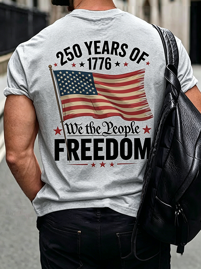 Men'S Casual American 1776-2026 Anniversary Printed Short Sleeved T-Shirt