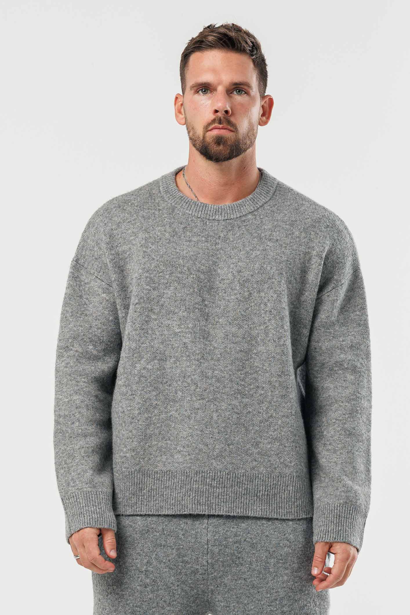 ✨Classic Grey Marl Knit Sweater — Long Sleeve Knit Top