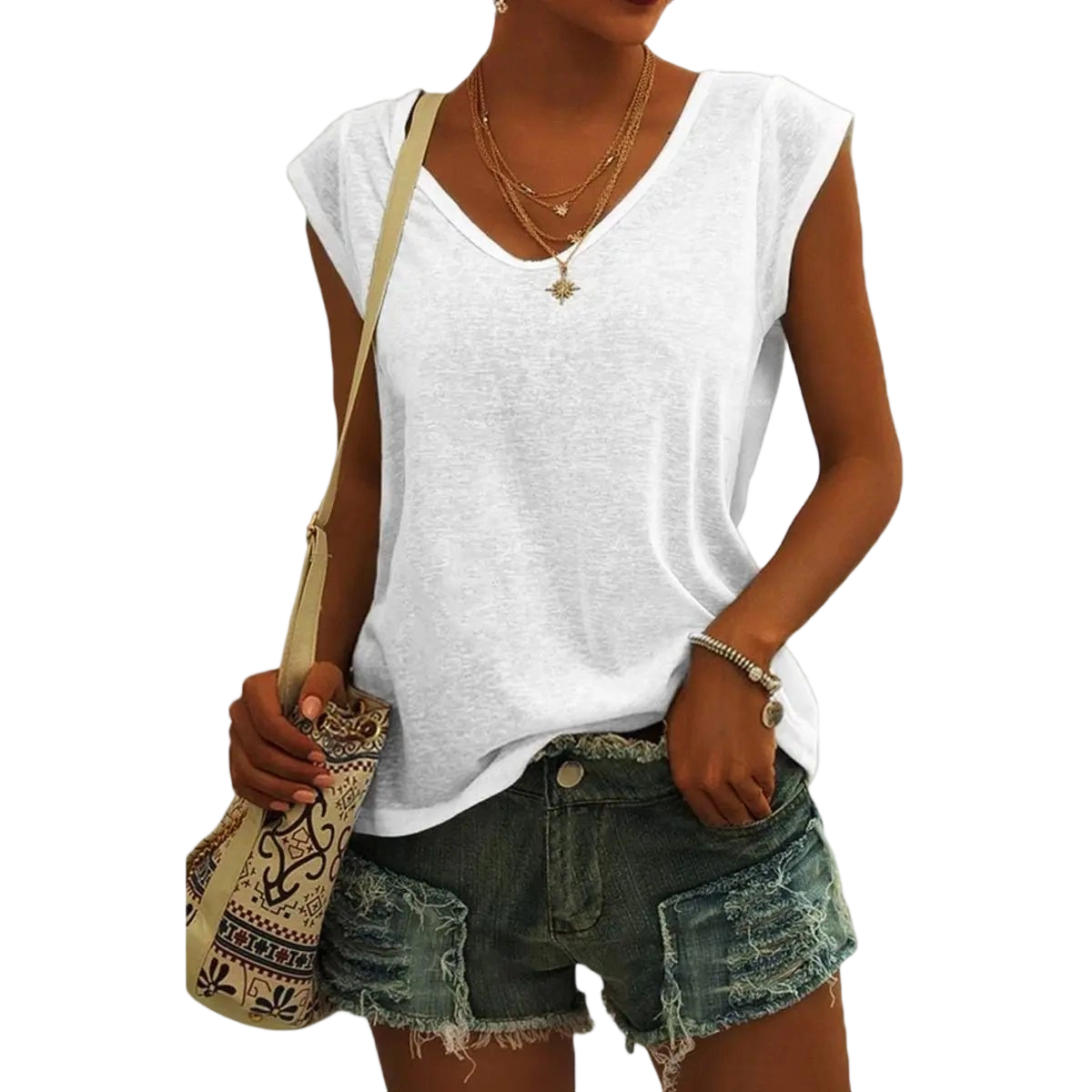 Womens Cap Sleeve Tops V Neck Loose Fit Tshirts Spring Summer Casual Basic Tees