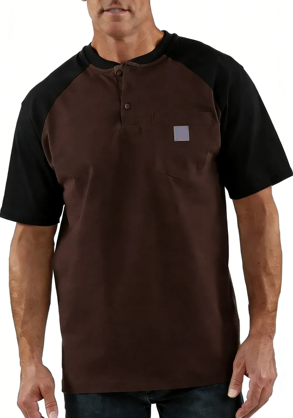 Men's color-blocked short-sleeved shirt