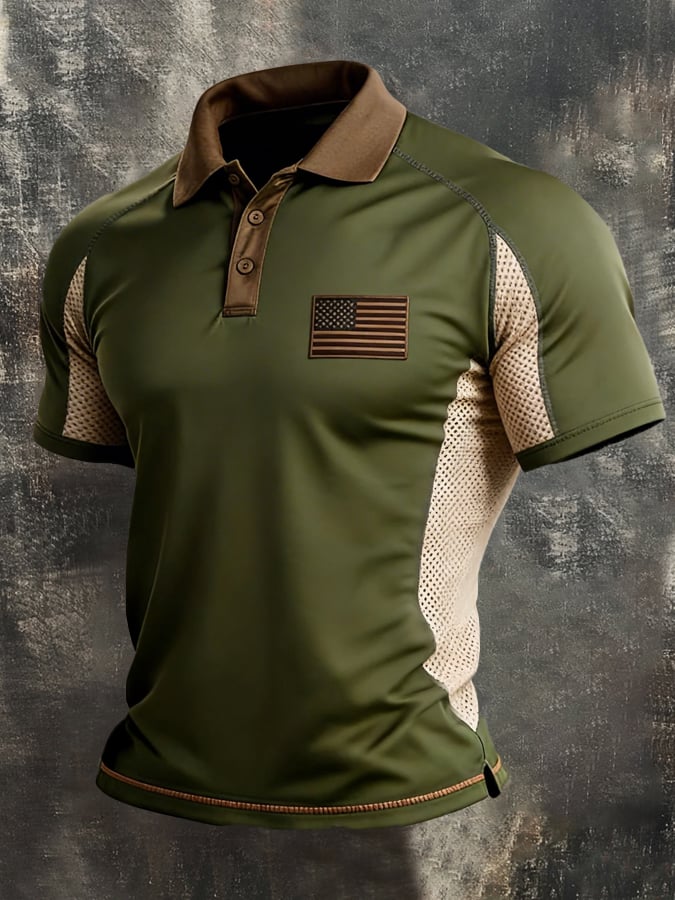 Men's Retro Spliced ​​Breathable Mesh 
