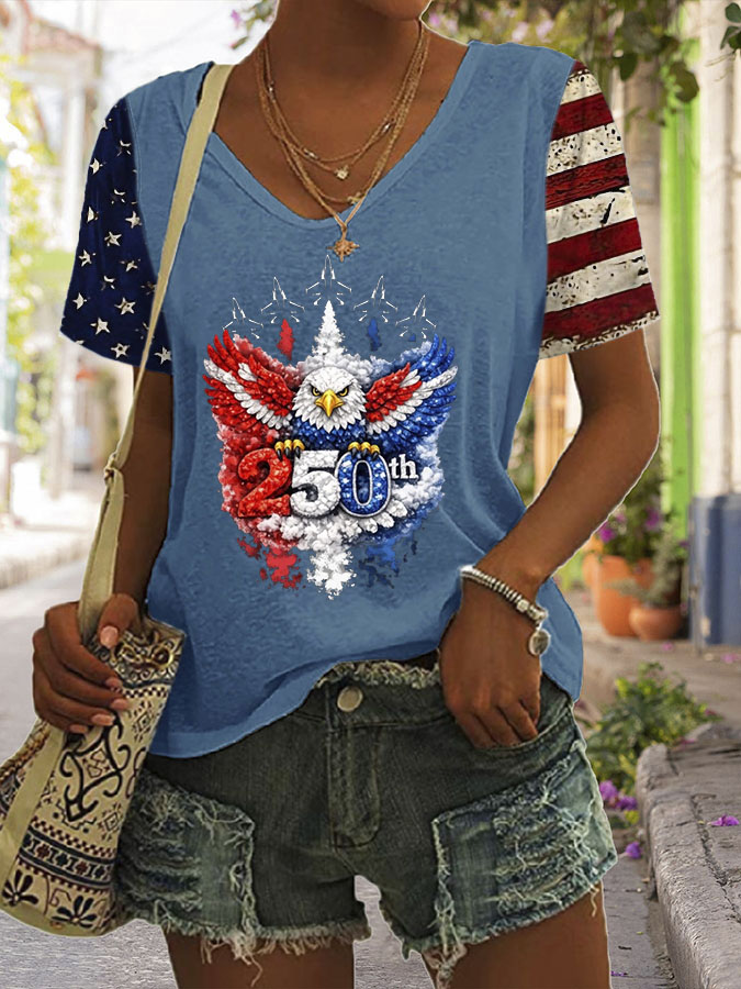 Women'S 250Th Anniversary Casual V-Neck T-Shirt