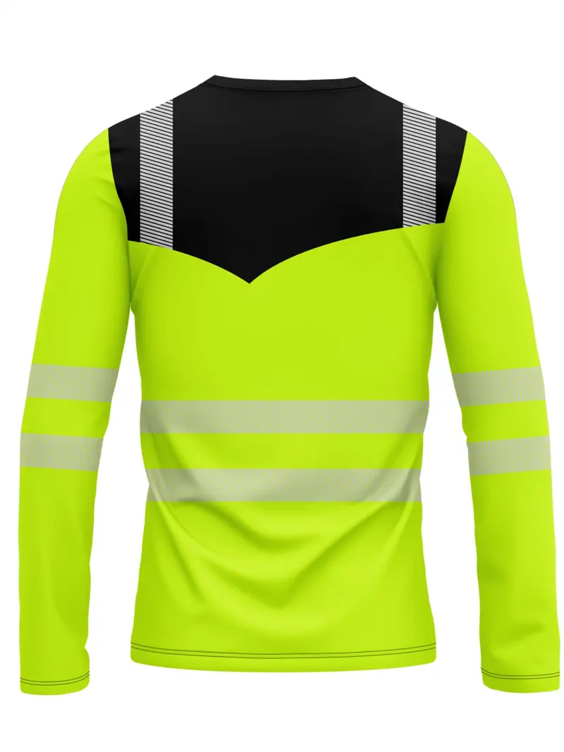Men's Long-Sleeve Athletic T-Shirt — High-Performance Sportswear — Quick-Drying Top with Fluorescent Color-Blocking