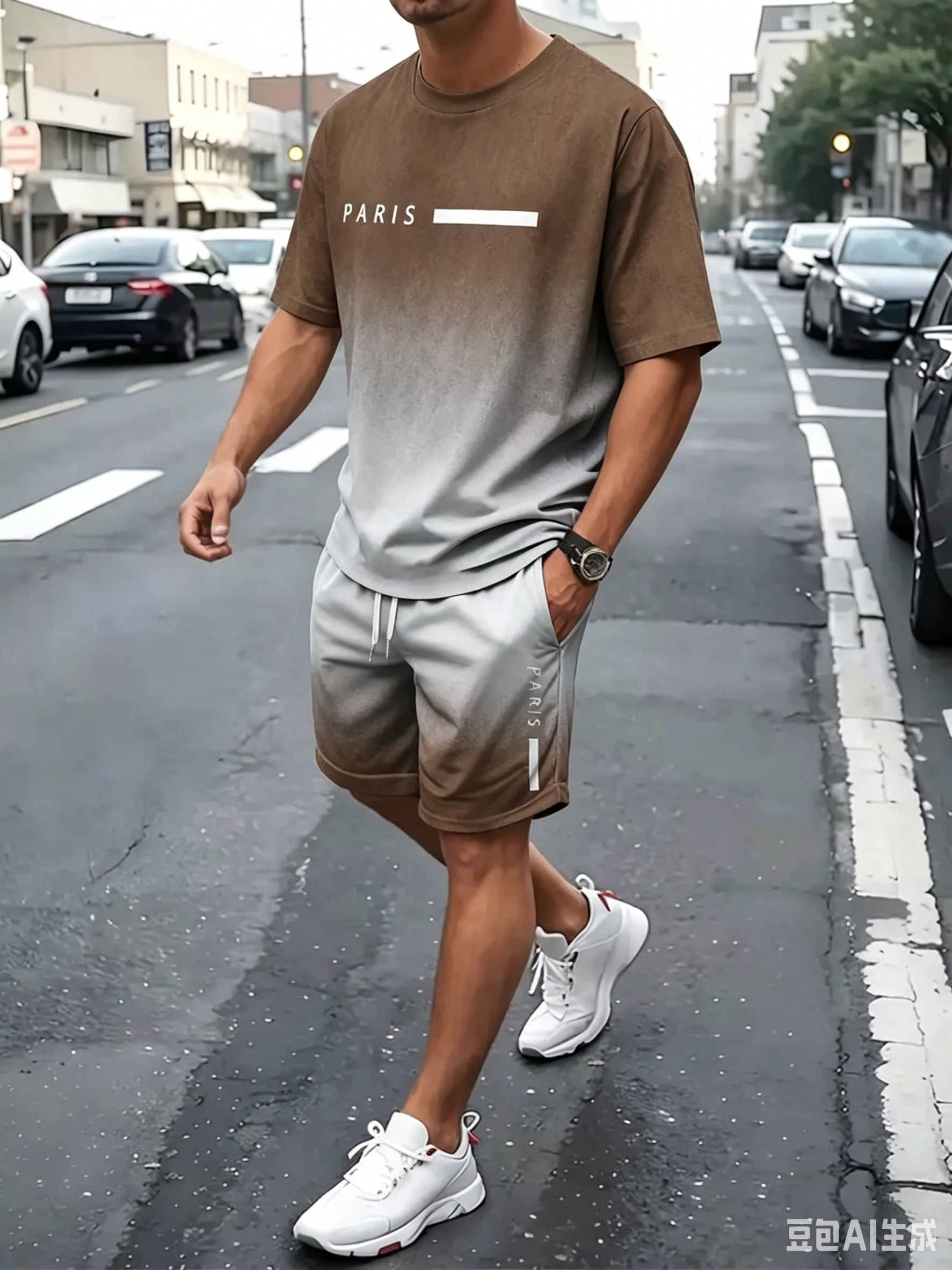 Men's Gradient Fitness Short Sleeve Set