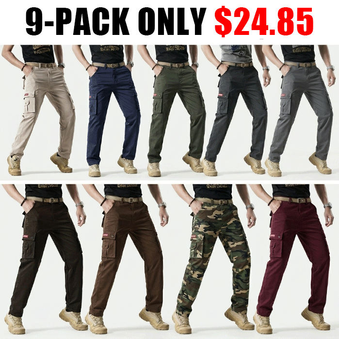 Men's Casual Cargo Pants, Workout Joggers, Relaxed Fit Stretch, Hiking Pants with Multi Pockets