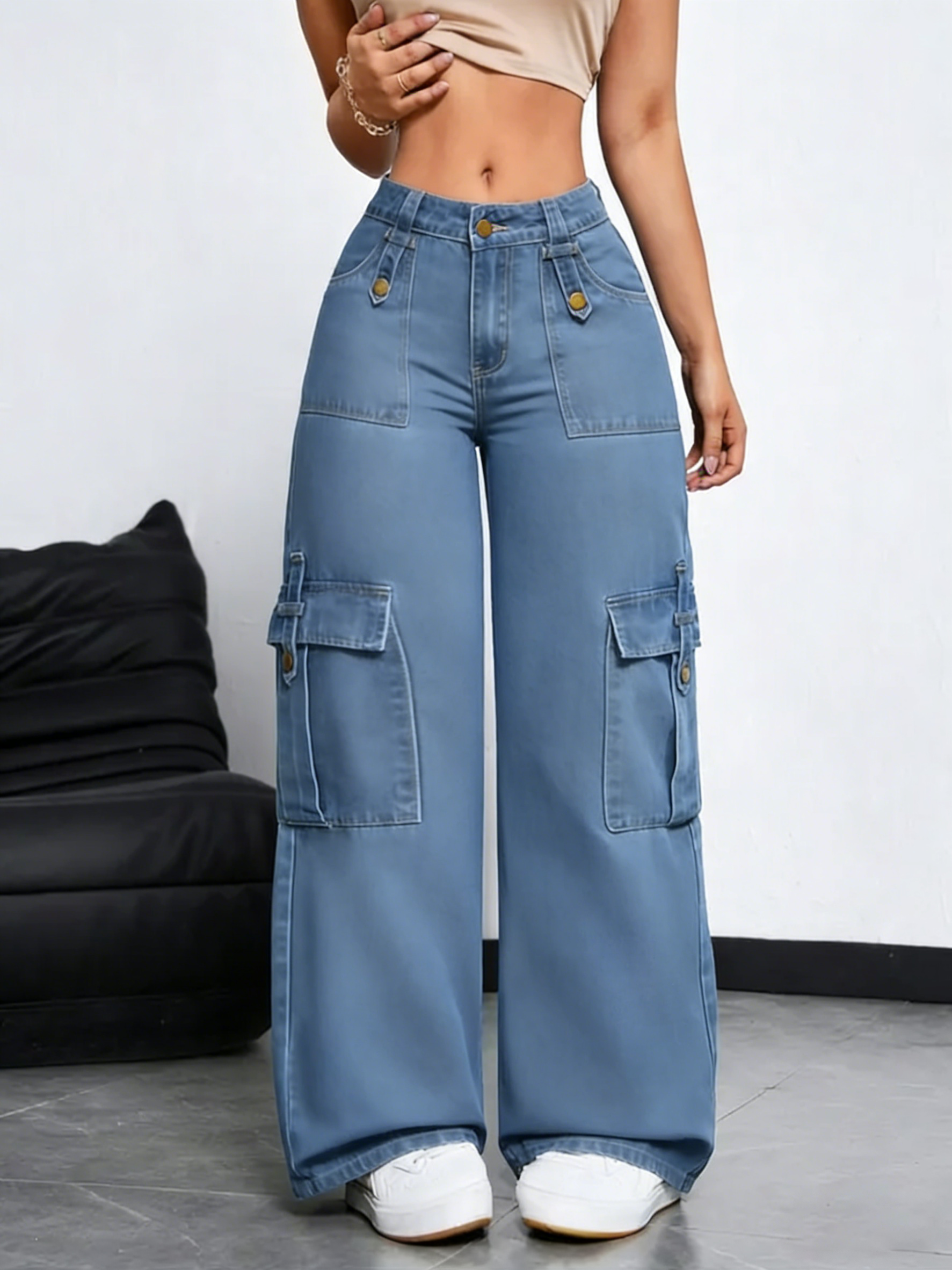 Women's Stretchy Multi-Pocket Straight Leg Jeans