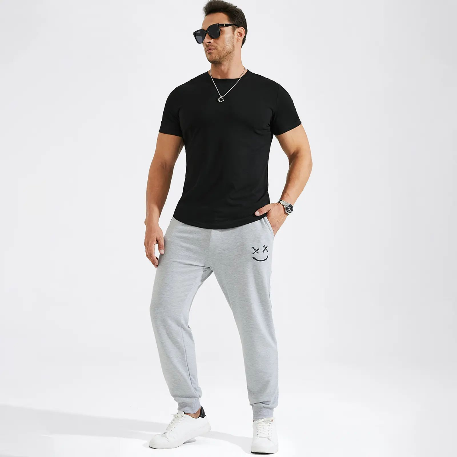 Mens 3 Pack Cotton Hipster Hip Hop Longline Crewneck T-Shirt,Menswear Casual Tshirt Tops