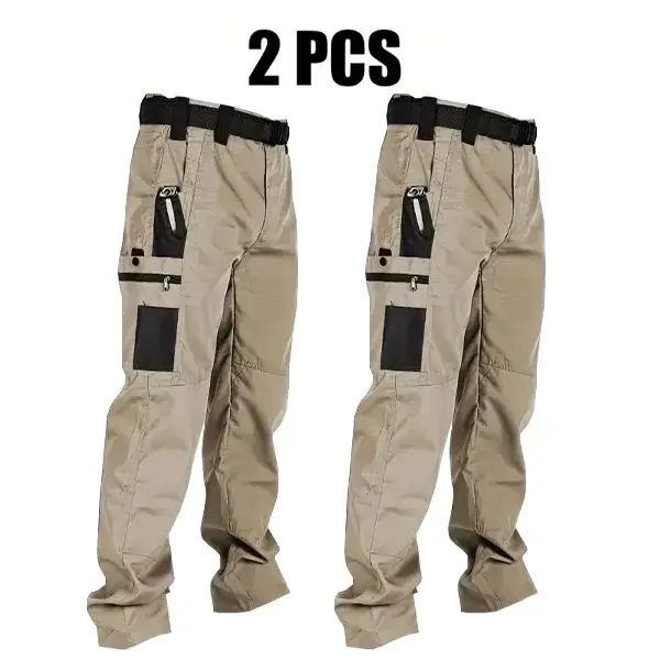 Men's Solid Color Tactical Work Pants,230g/m² new fabric，with Multiple Pockets and Zipper Closures