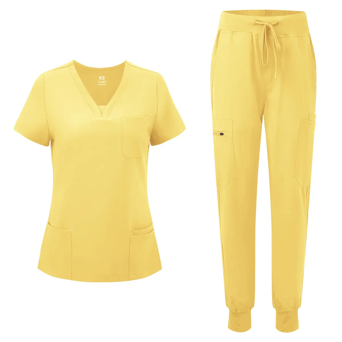 Women's Workwear Set — V-Neck Scrub Top and 10-Pocket Cargo Pants
