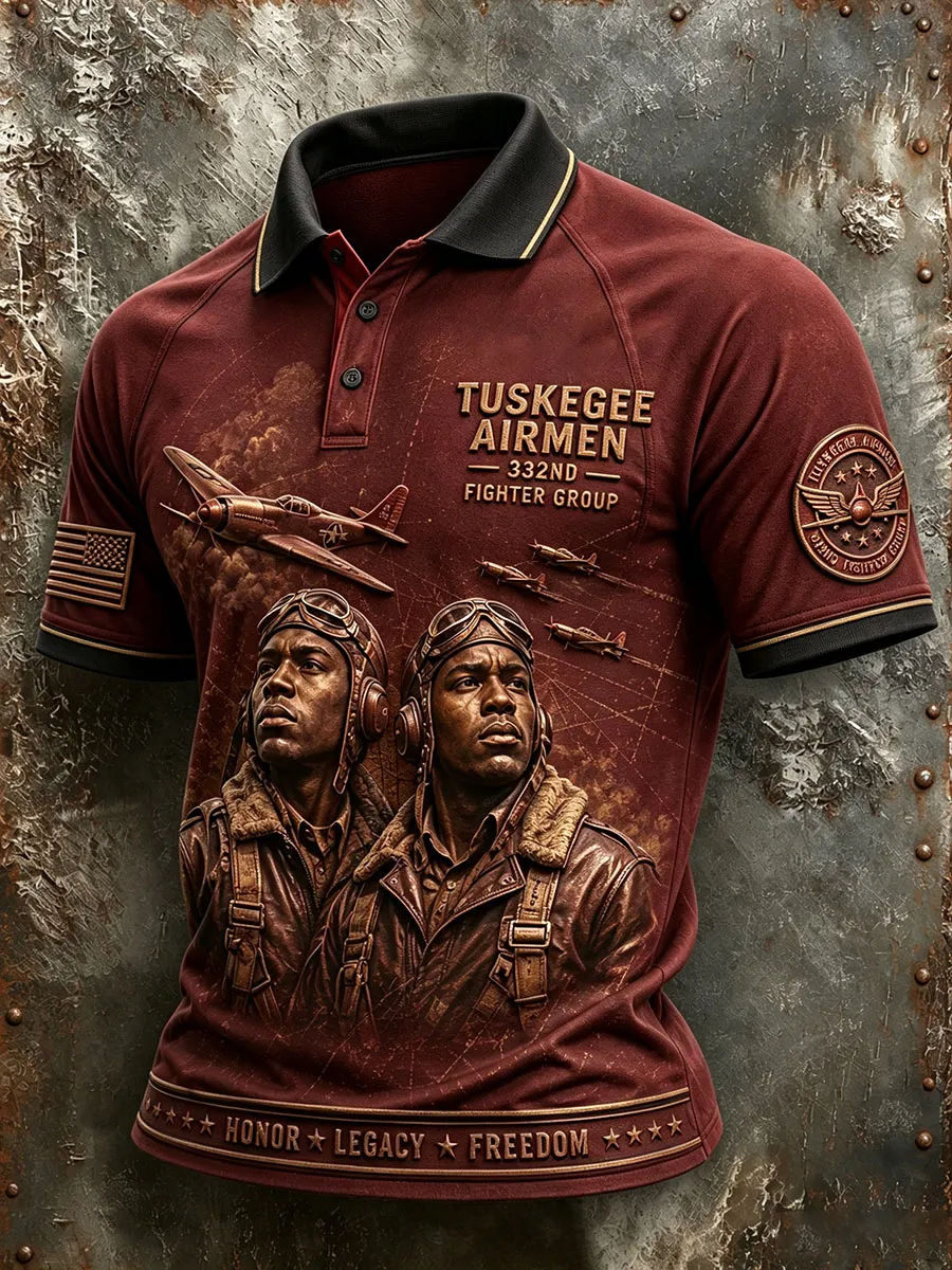Tuskegee Airmen Vintage Aviation Tribute Polo Shirt