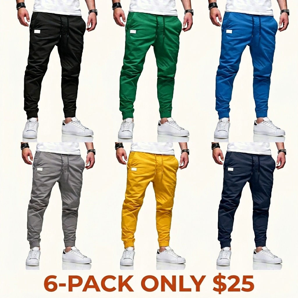 Men's Casual Joggers – Elastic Waistband with Drawstring