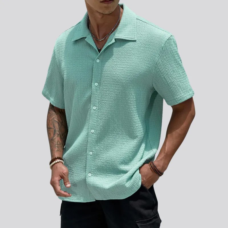 Men's Textured Button Front Shirt