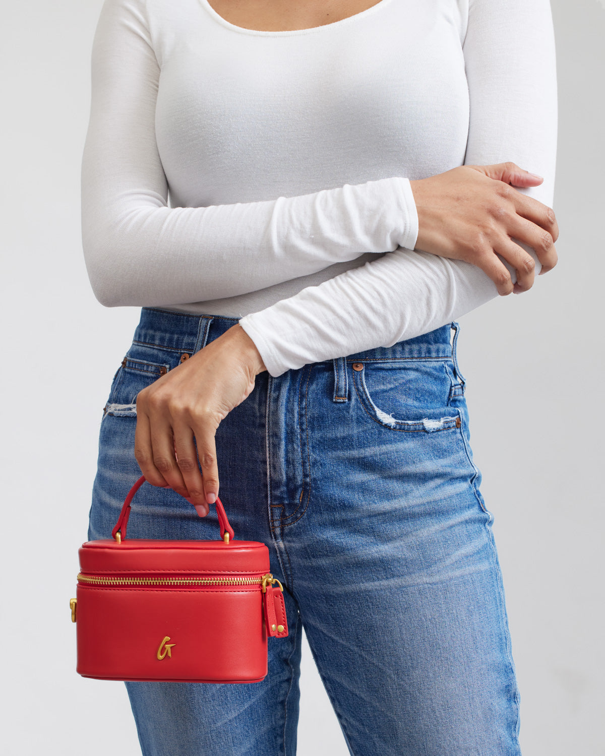 MINI SMOOTH GOLD VANITY BAG - RED