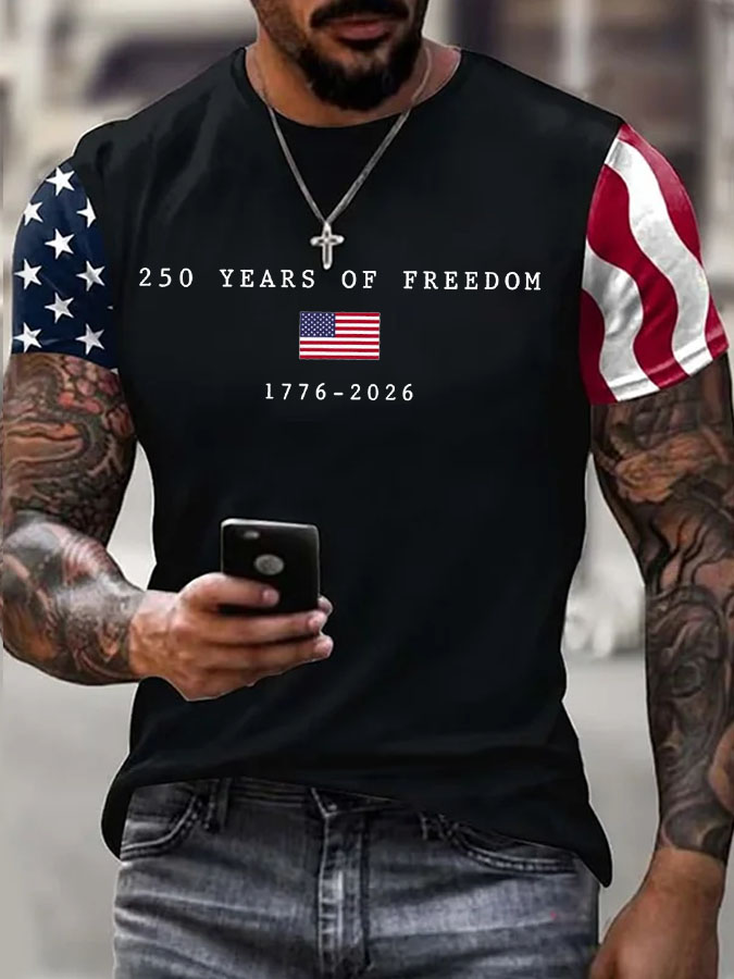 Men'S 250Th Anniversary Printed Casual T-Shirt