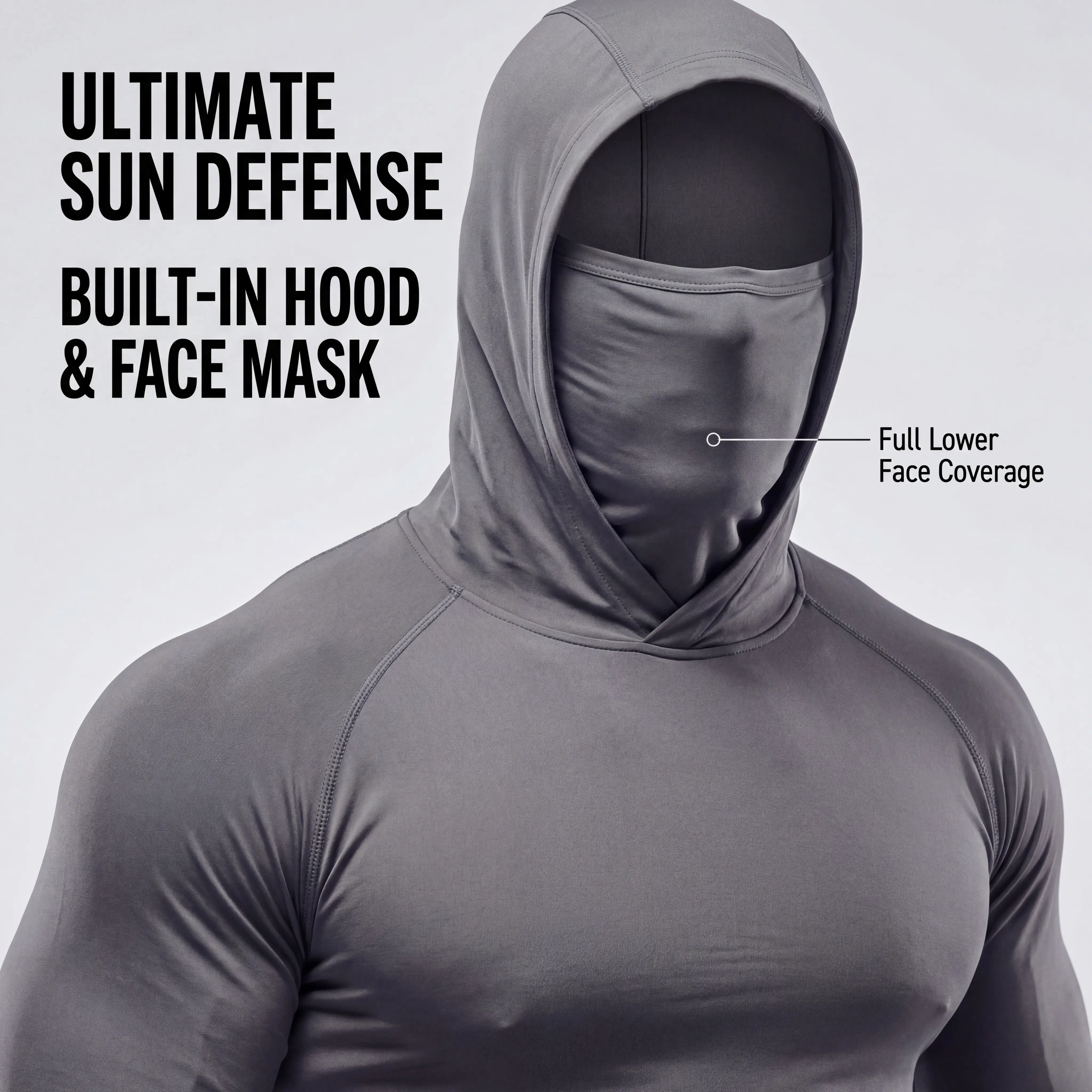 Men's Outdoor Work Sun Protection Clothing With Sun-Blocking Hoodie