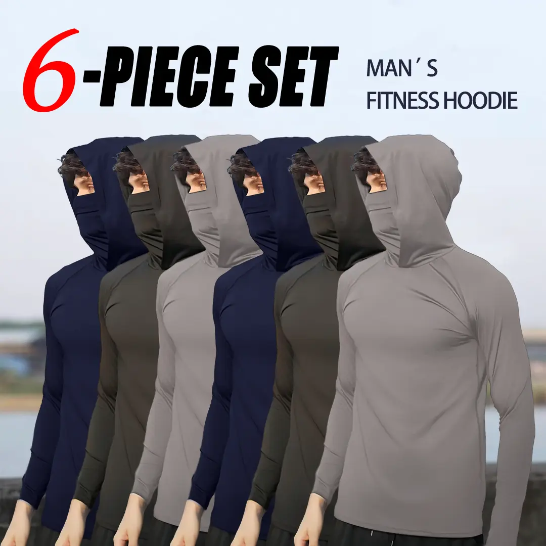 Men's Casual Hooded Pullover — Slim Fit, Long Sleeve, Lightweight & Breathable, with UPF Sun Protection