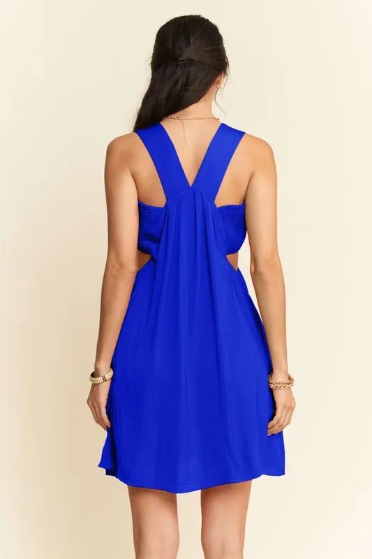 Washed Satin Cutout Skirt Bandeau Mini Dress