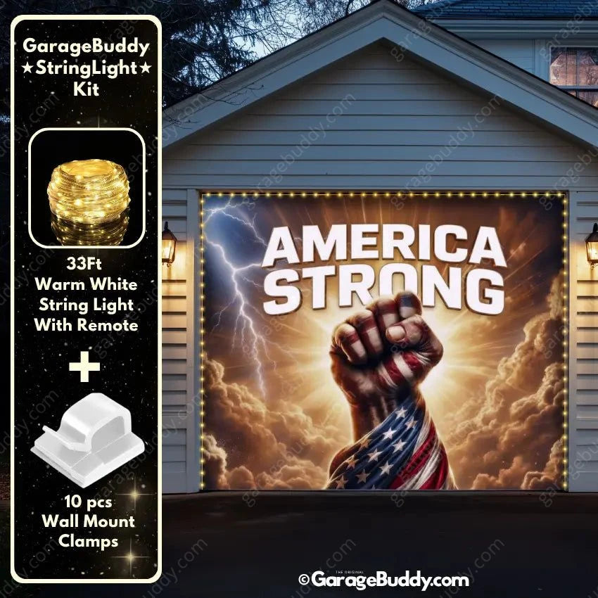 America Strong | Patriotic Garage Door Cover