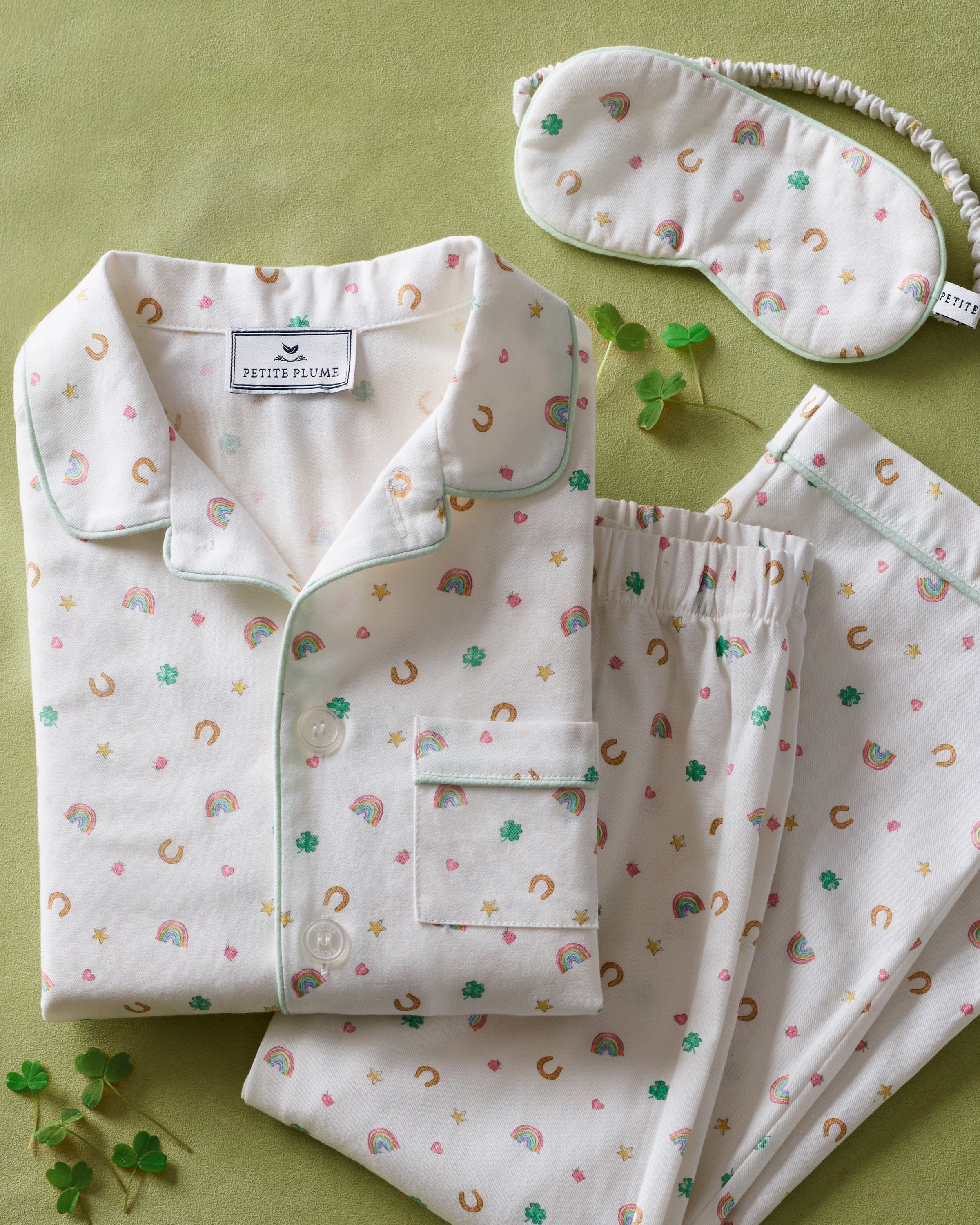 Kid's Twill Pajama Set in Good Luck Charms