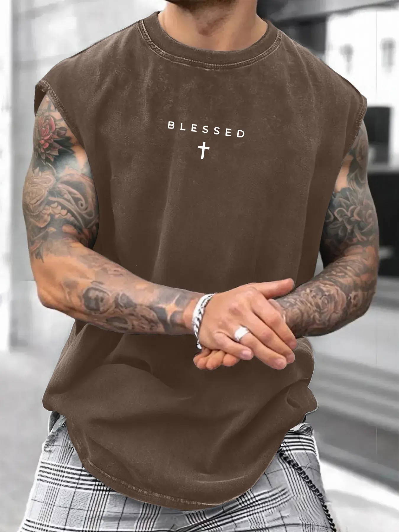 Men's Loose-Fit Sleeveless Short Graphic T-Shirt