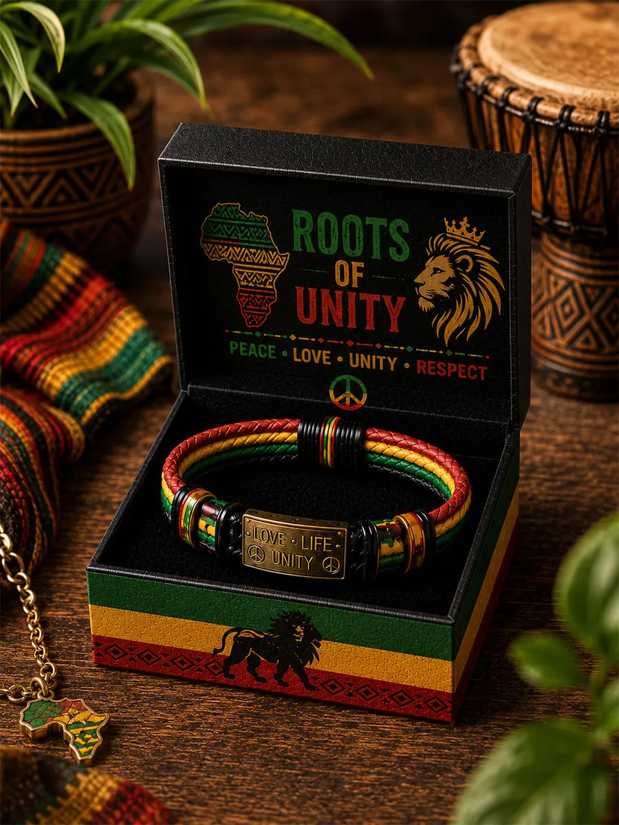 African Vintage Roots of Unity Lion Rasta Braided Bracelet