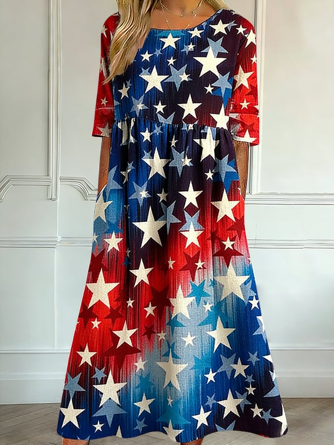 Women's 250th Anniversary Print Five-Sleeve Dress