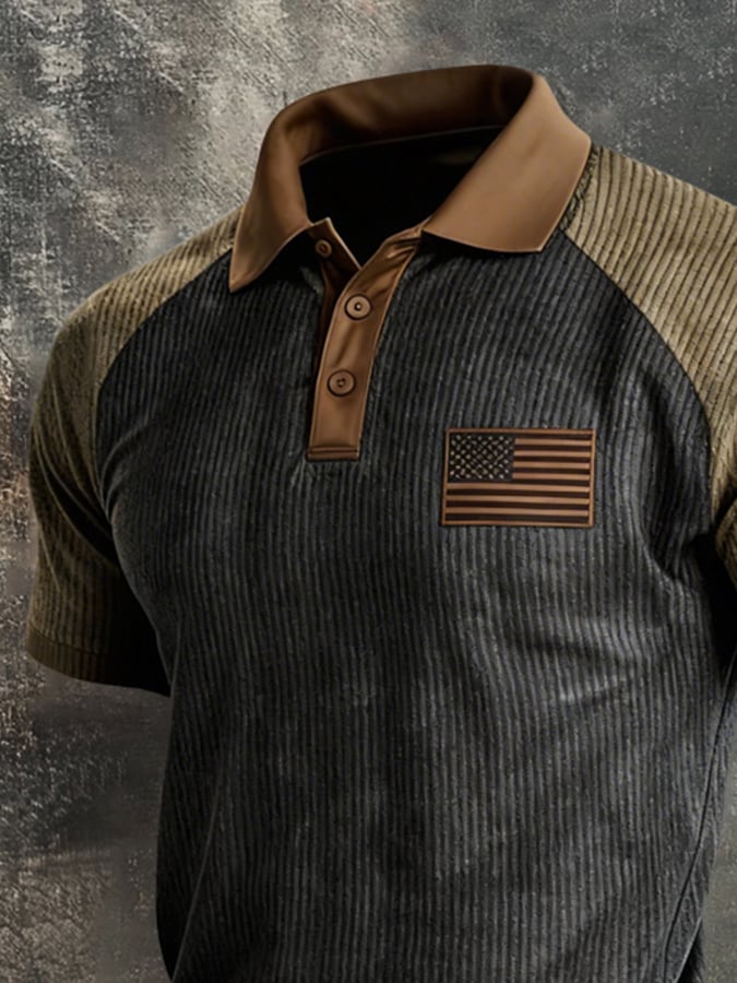 Men's Retro Ribbed Color-Block 