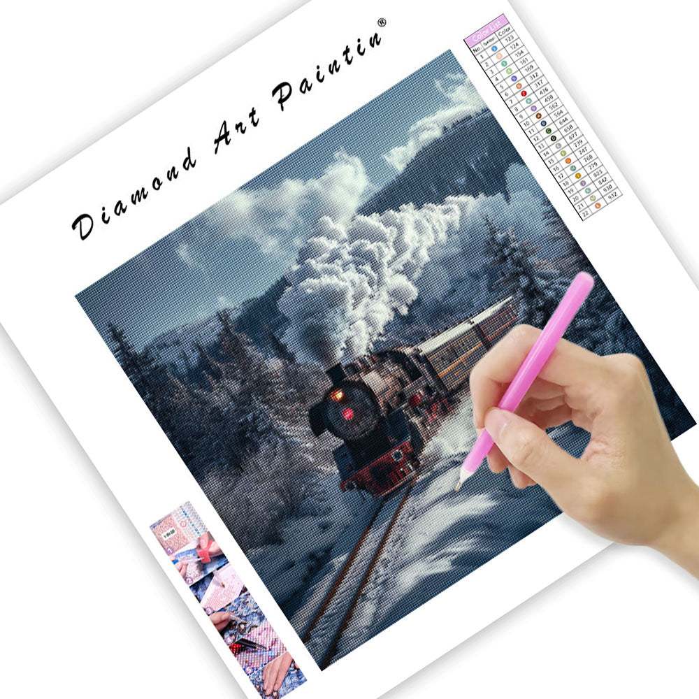 Steam Train Winter - Diamond Painting