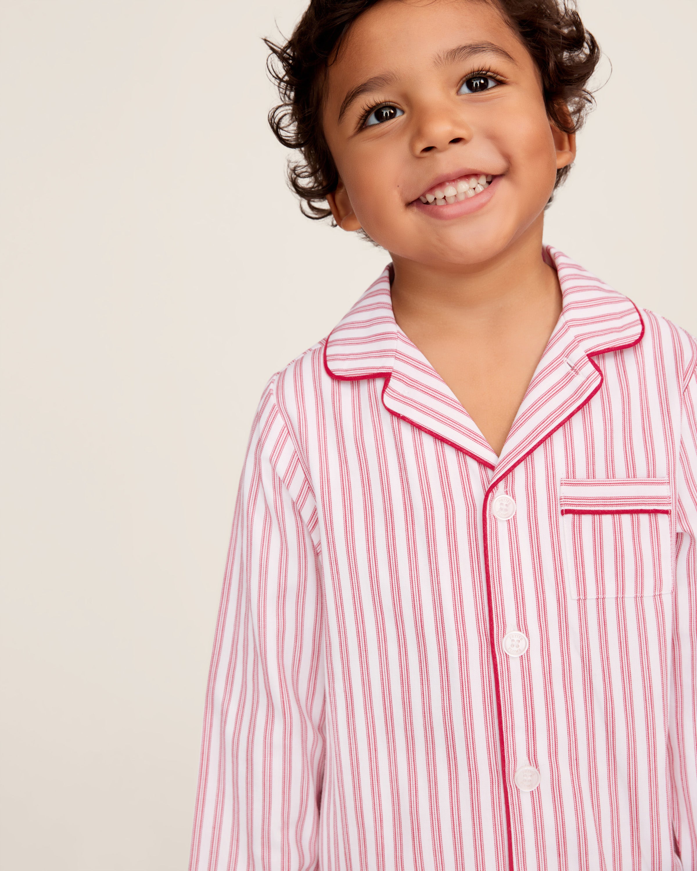 Kid's Twill Pajama Set in Antique Red Ticking