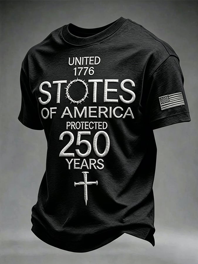 Men's Vintage Independence Day Eagle Flag Print Art T-shirt