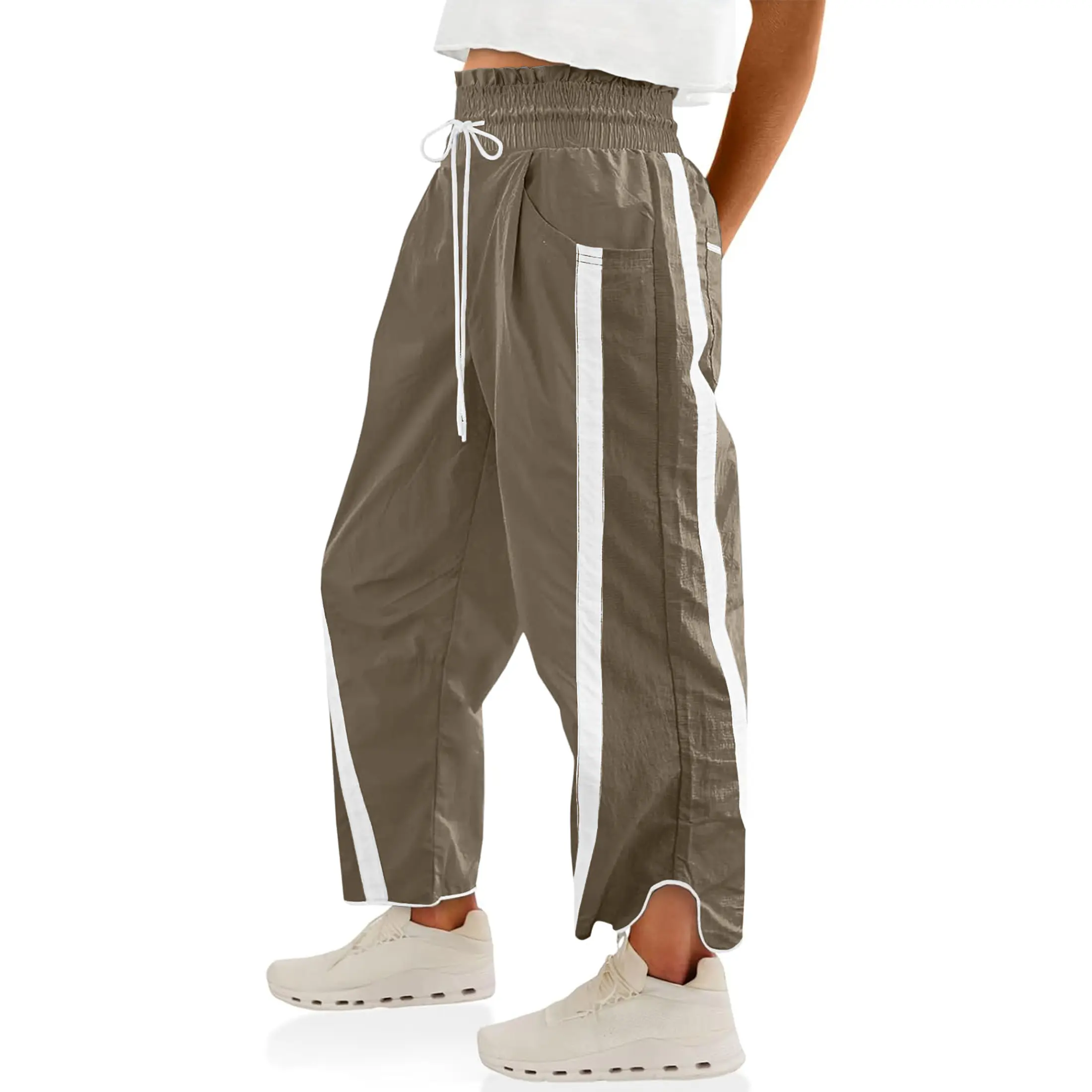 Women's Loose Barrel Pants – Quick Dry Lightweight Hiking Travel Workout Running Comfy Lounge Pants with Pockets for Summer