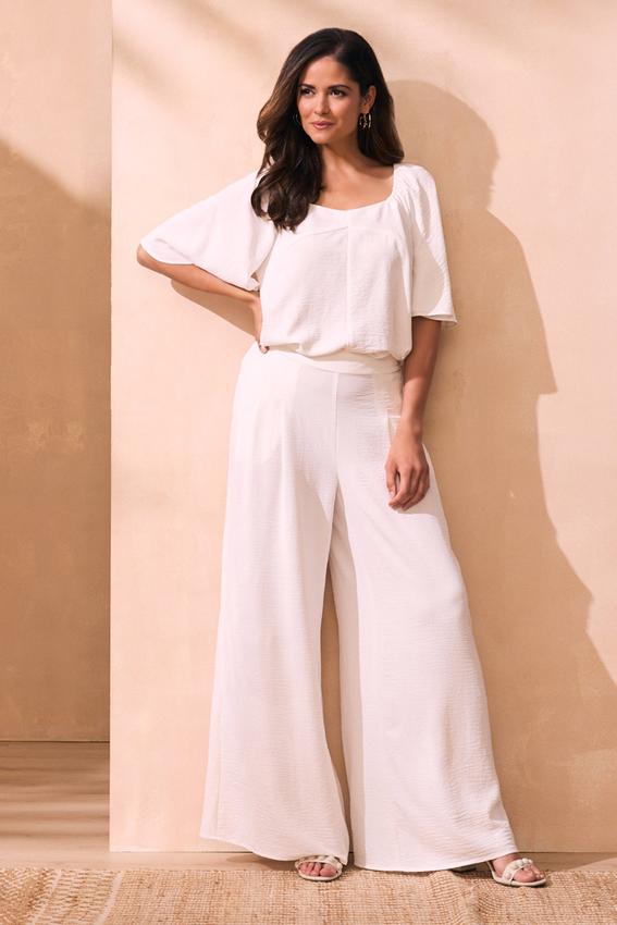 White Flowy Pants