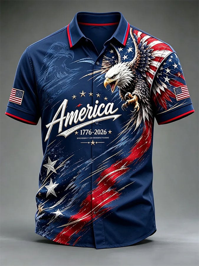 Men's Print Fashionable Resort Casual Pocket Shirt