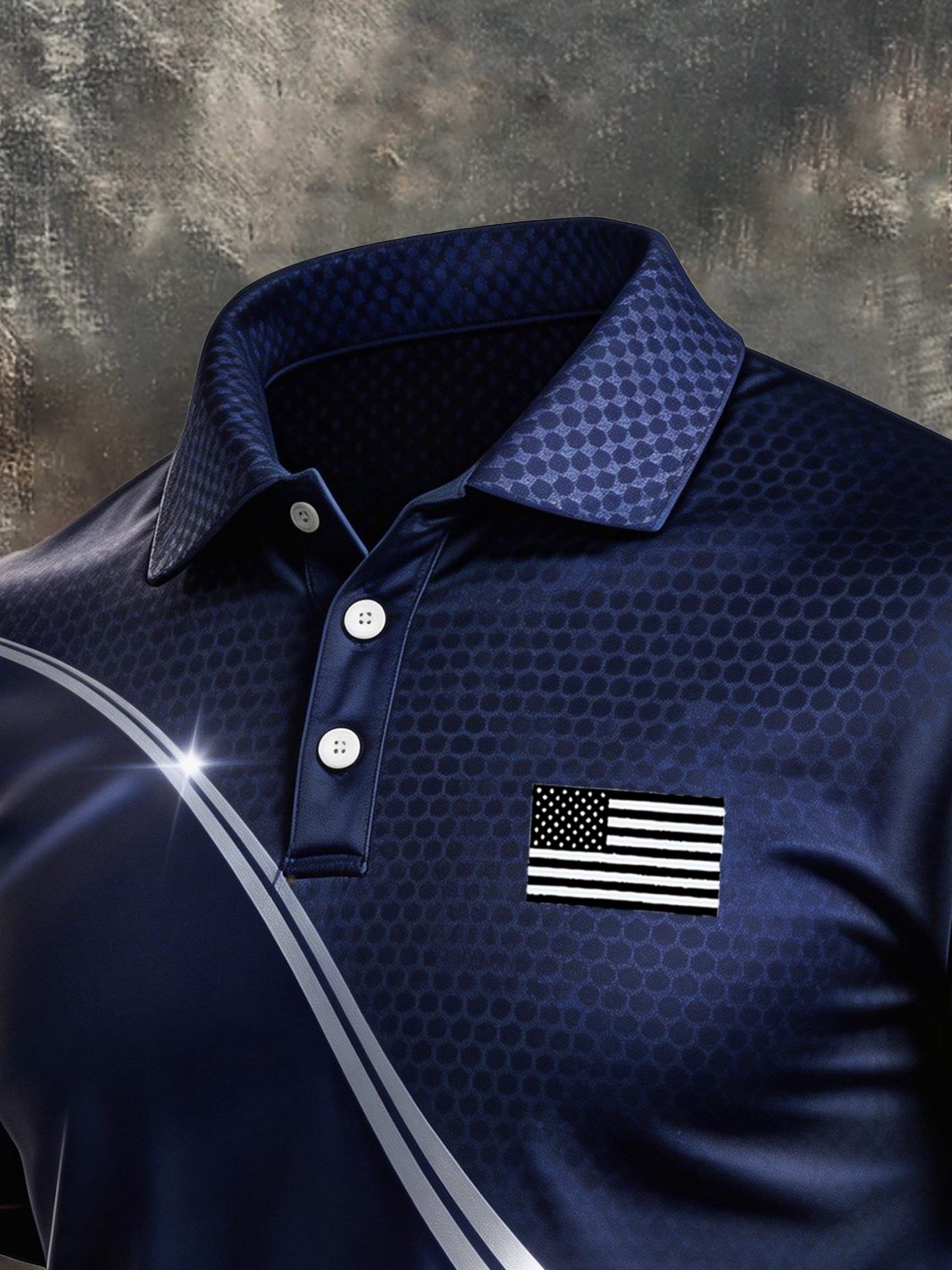 Men's Retro Patriot Color Block Polo Collar Short Sleeve